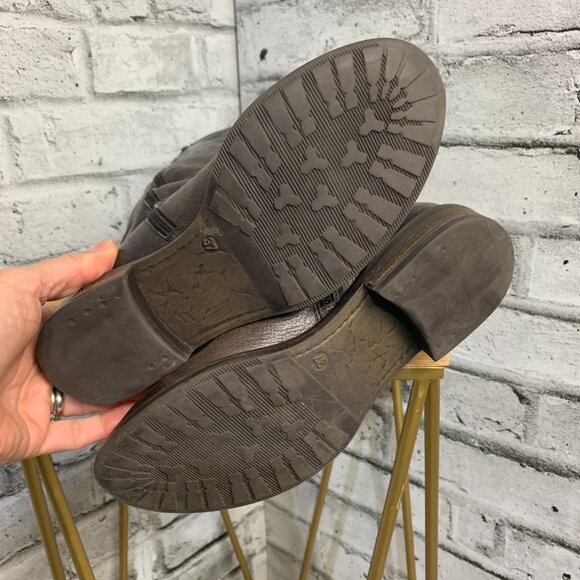 Mjus Riding Boots EU 37 US 6.5 Brown Leather Tall Knee High Low Block Heel Boho - Picture 11 of 16